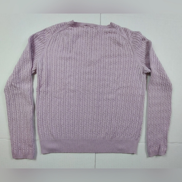 Brooks Brothers Sweater Womens XS Purple Cable Knit V Neck Silk Cashmere Blend - Picture 2 of 8